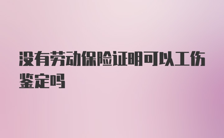 没有劳动保险证明可以工伤鉴定吗