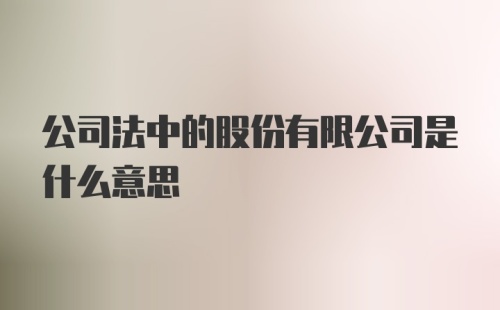 公司法中的股份有限公司是什么意思