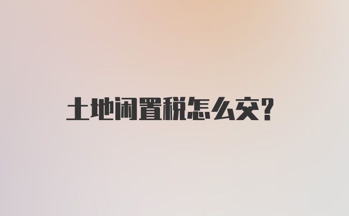 土地闲置税怎么交？