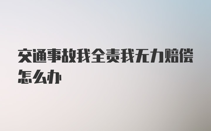 交通事故我全责我无力赔偿怎么办