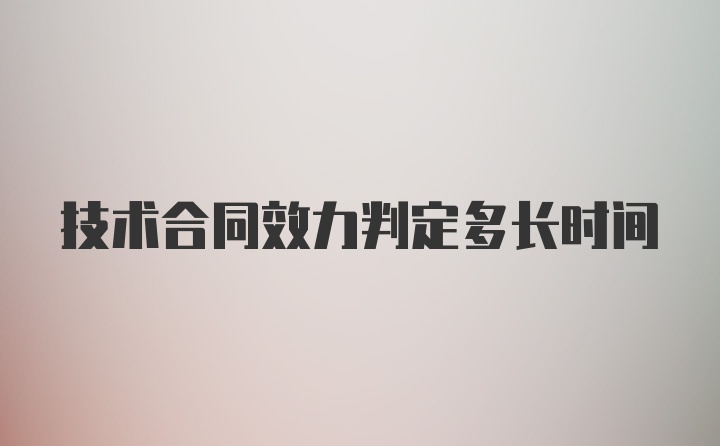 技术合同效力判定多长时间