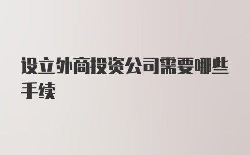 设立外商投资公司需要哪些手续