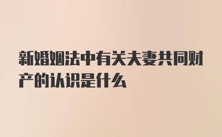 新婚姻法中有关夫妻共同财产的认识是什么