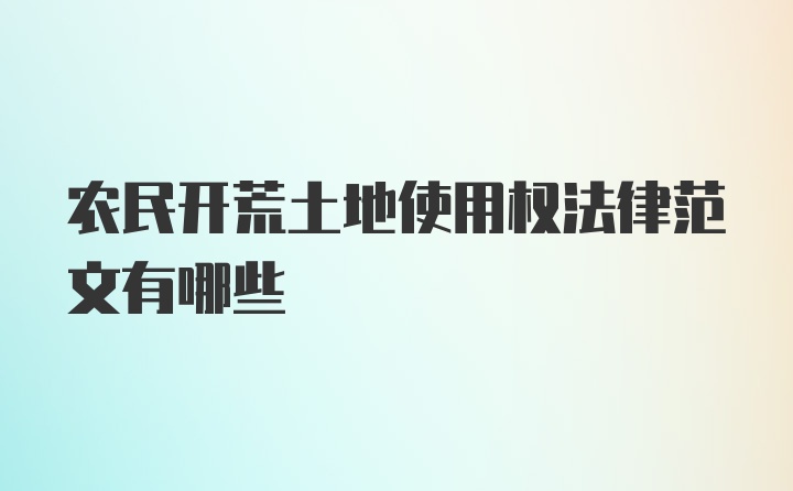 农民开荒土地使用权法律范文有哪些