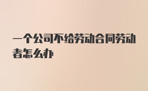 一个公司不给劳动合同劳动者怎么办