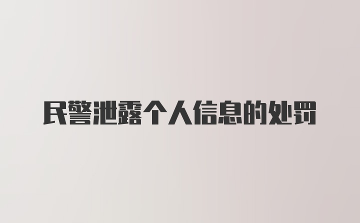 民警泄露个人信息的处罚