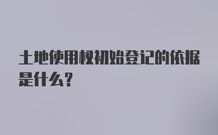 土地使用权初始登记的依据是什么？