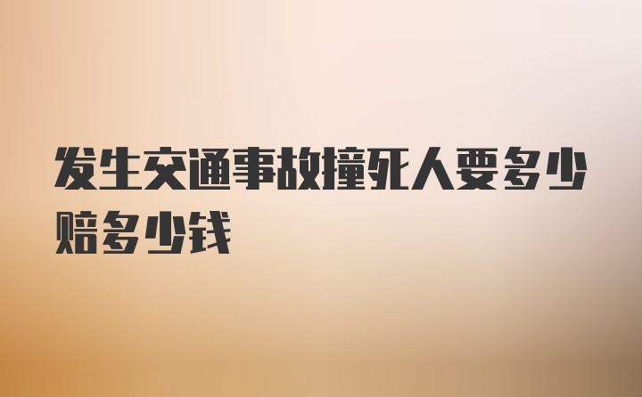 发生交通事故撞死人要多少赔多少钱