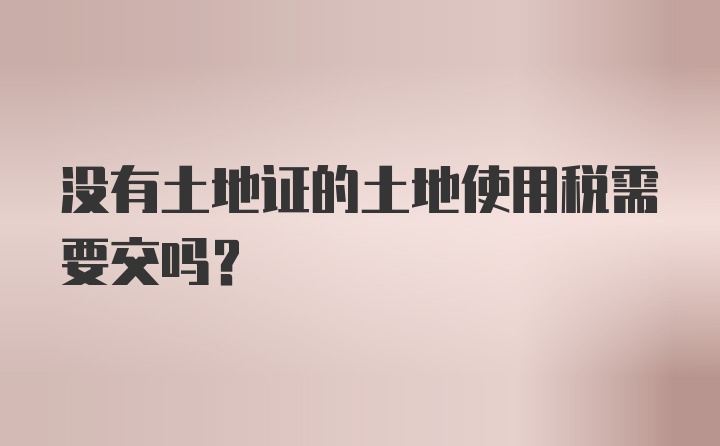 没有土地证的土地使用税需要交吗？