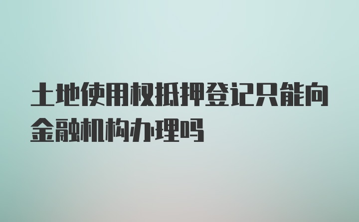 土地使用权抵押登记只能向金融机构办理吗