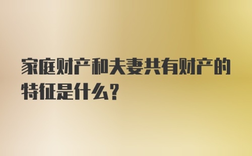 家庭财产和夫妻共有财产的特征是什么？