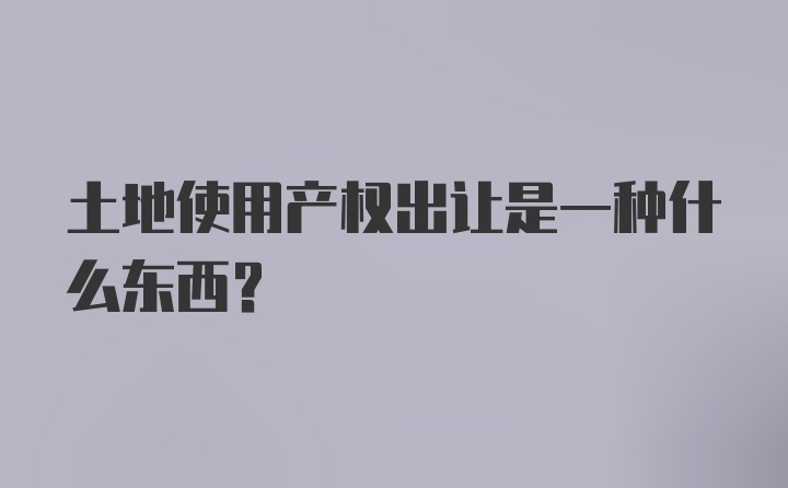 土地使用产权出让是一种什么东西？