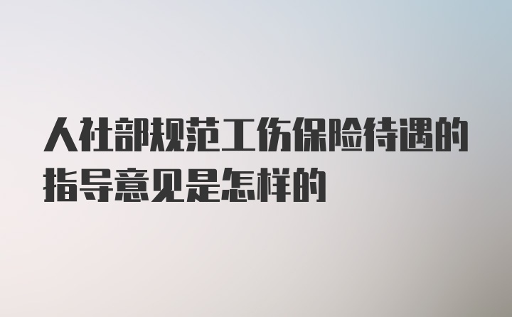 人社部规范工伤保险待遇的指导意见是怎样的