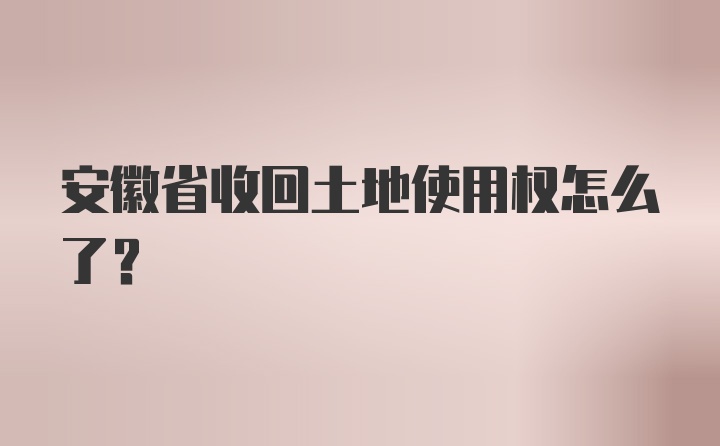 安徽省收回土地使用权怎么了？