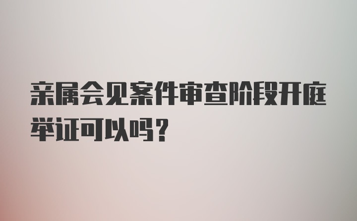 亲属会见案件审查阶段开庭举证可以吗?