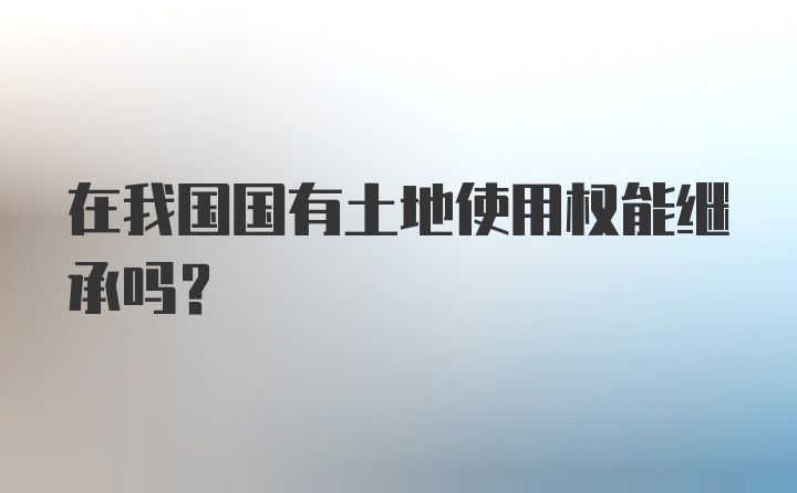 在我国国有土地使用权能继承吗？