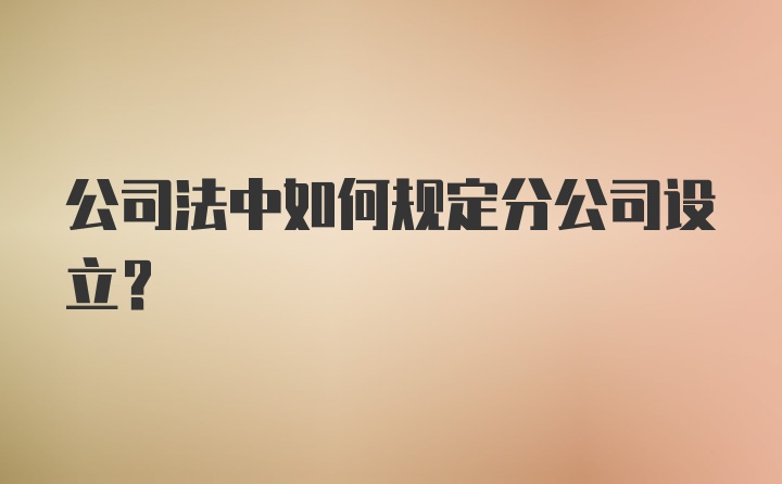 公司法中如何规定分公司设立?