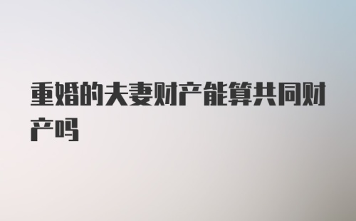 重婚的夫妻财产能算共同财产吗