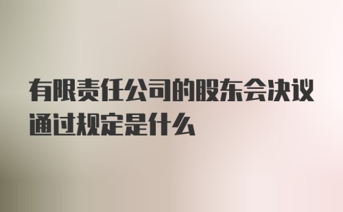 有限责任公司的股东会决议通过规定是什么