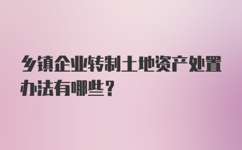 乡镇企业转制土地资产处置办法有哪些？