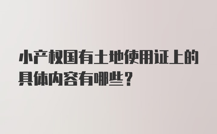 小产权国有土地使用证上的具体内容有哪些？