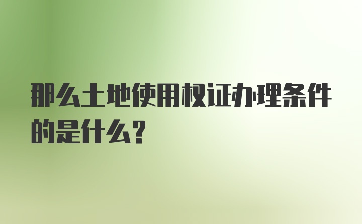 那么土地使用权证办理条件的是什么？