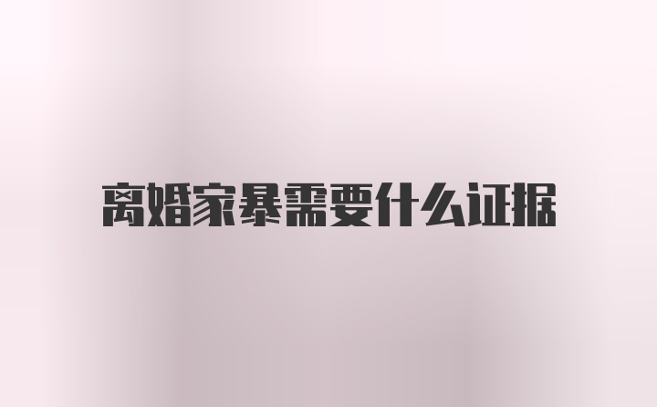 离婚家暴需要什么证据