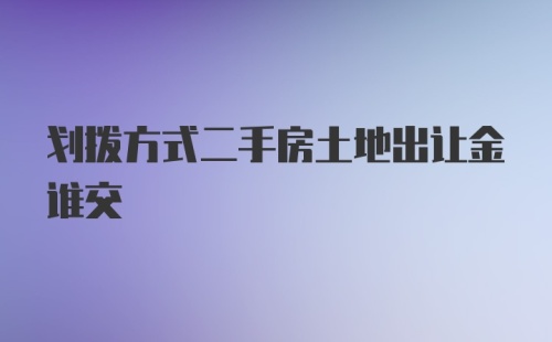 划拨方式二手房土地出让金谁交