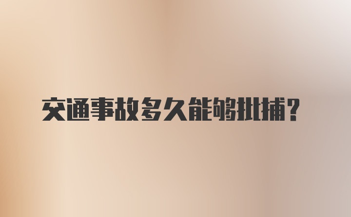 交通事故多久能够批捕？