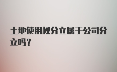 土地使用权分立属于公司分立吗？