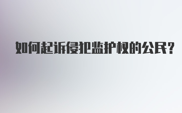 如何起诉侵犯监护权的公民?