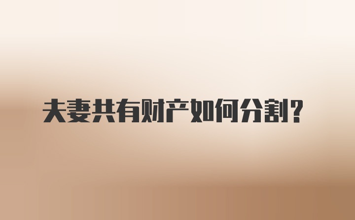 夫妻共有财产如何分割?
