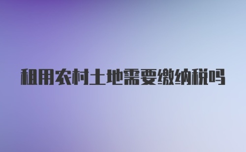 租用农村土地需要缴纳税吗