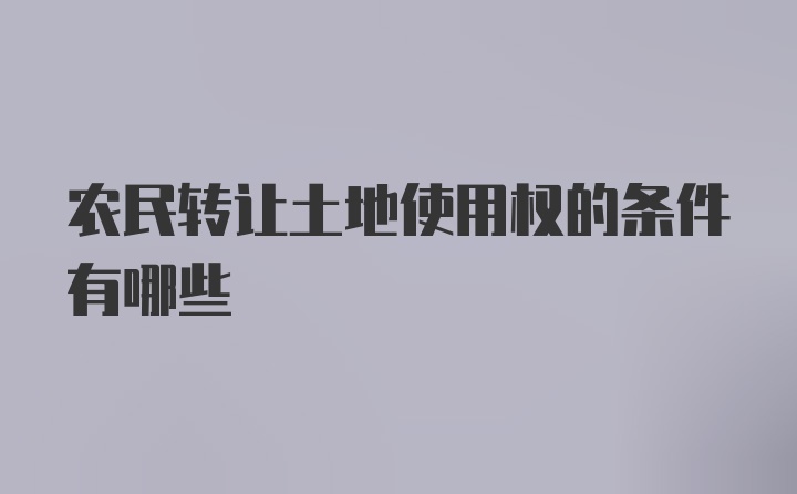 农民转让土地使用权的条件有哪些