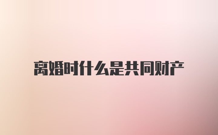 离婚时什么是共同财产