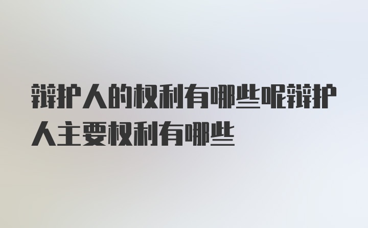 辩护人的权利有哪些呢辩护人主要权利有哪些