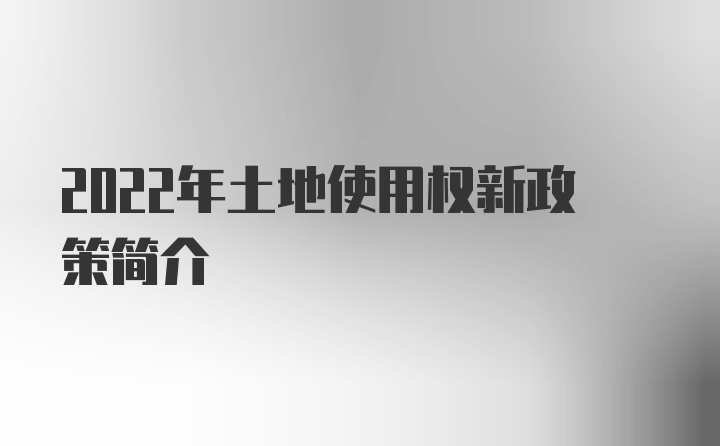 2022年土地使用权新政策简介