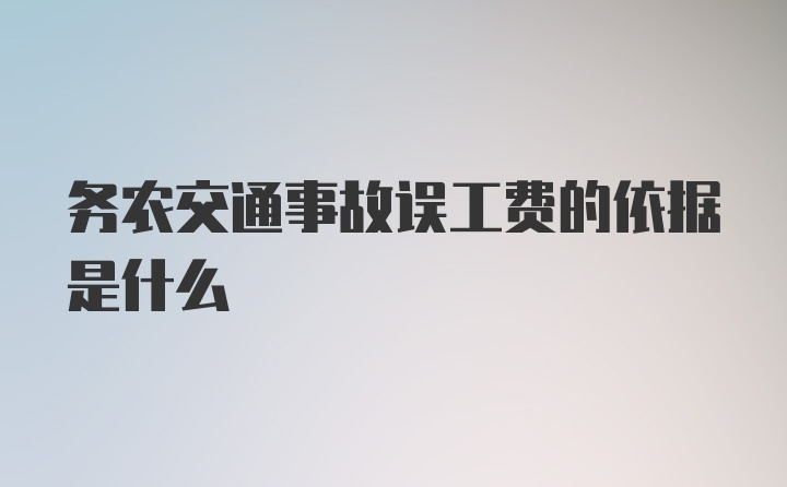 务农交通事故误工费的依据是什么