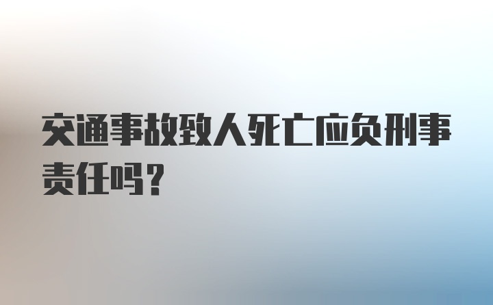 交通事故致人死亡应负刑事责任吗？