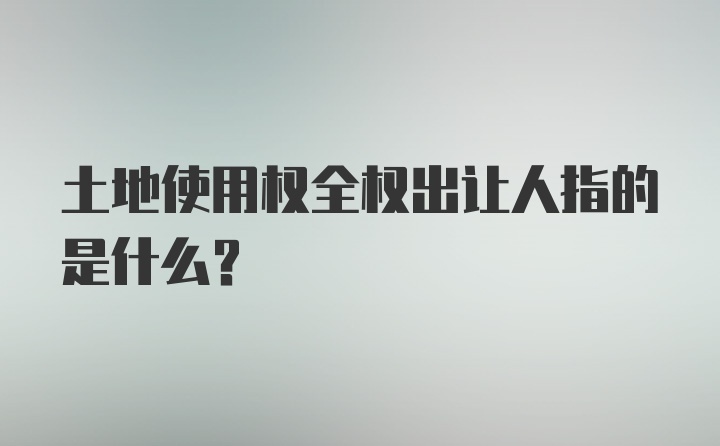 土地使用权全权出让人指的是什么？