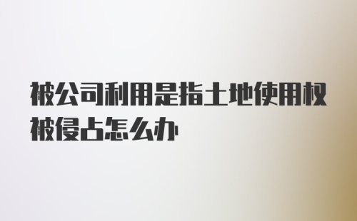 被公司利用是指土地使用权被侵占怎么办