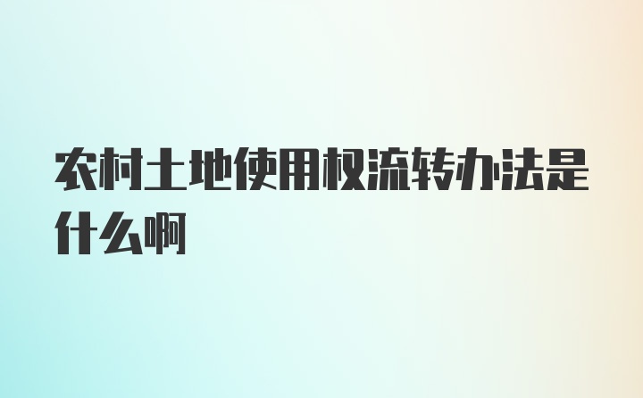 农村土地使用权流转办法是什么啊