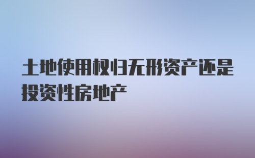 土地使用权归无形资产还是投资性房地产