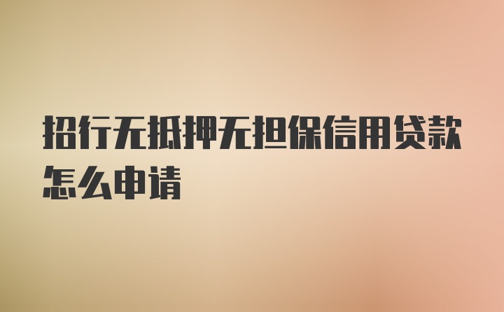 招行无抵押无担保信用贷款怎么申请