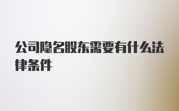 公司隐名股东需要有什么法律条件