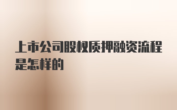 上市公司股权质押融资流程是怎样的