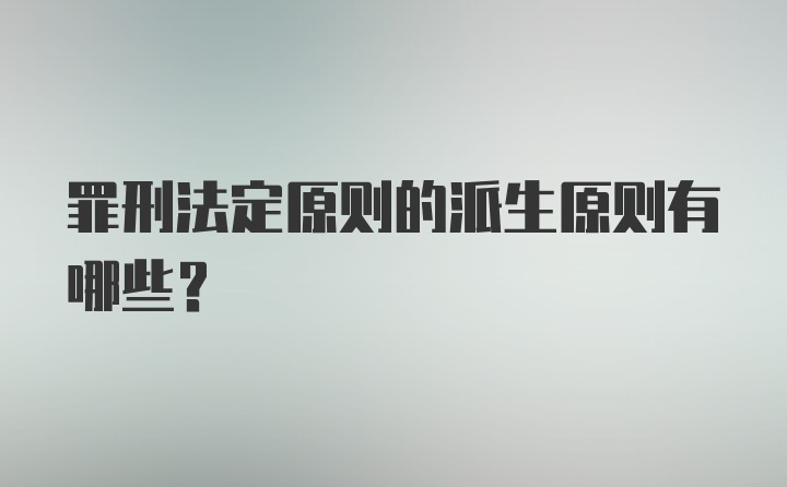 罪刑法定原则的派生原则有哪些?