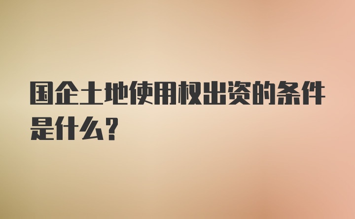 国企土地使用权出资的条件是什么？