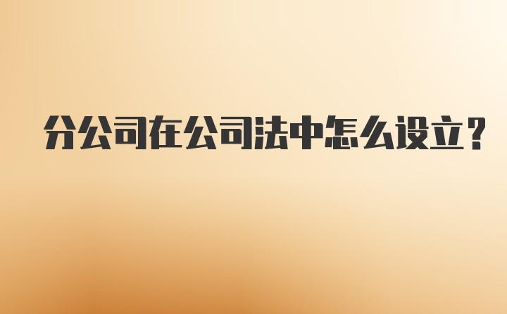 分公司在公司法中怎么设立?