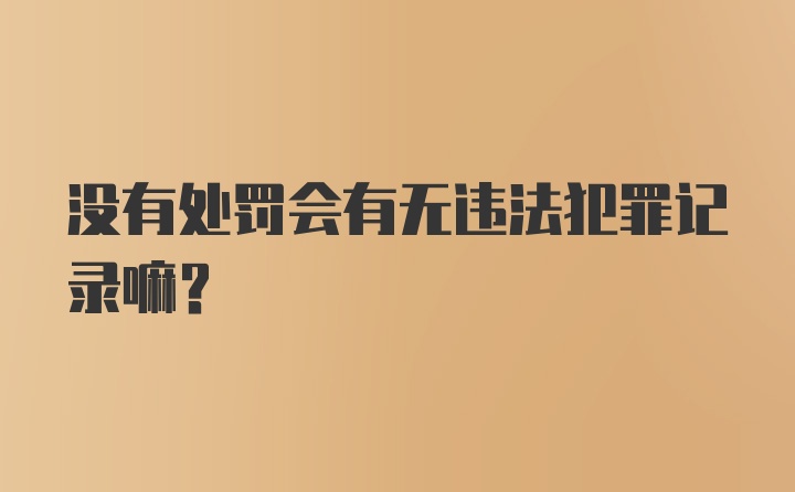 没有处罚会有无违法犯罪记录嘛？